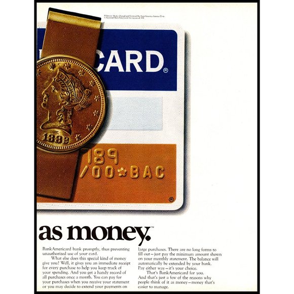1971 Bank Americard Credit Card 2 Page Vintage Print Ad Money Clip Wall Art - Picture 3 of 3